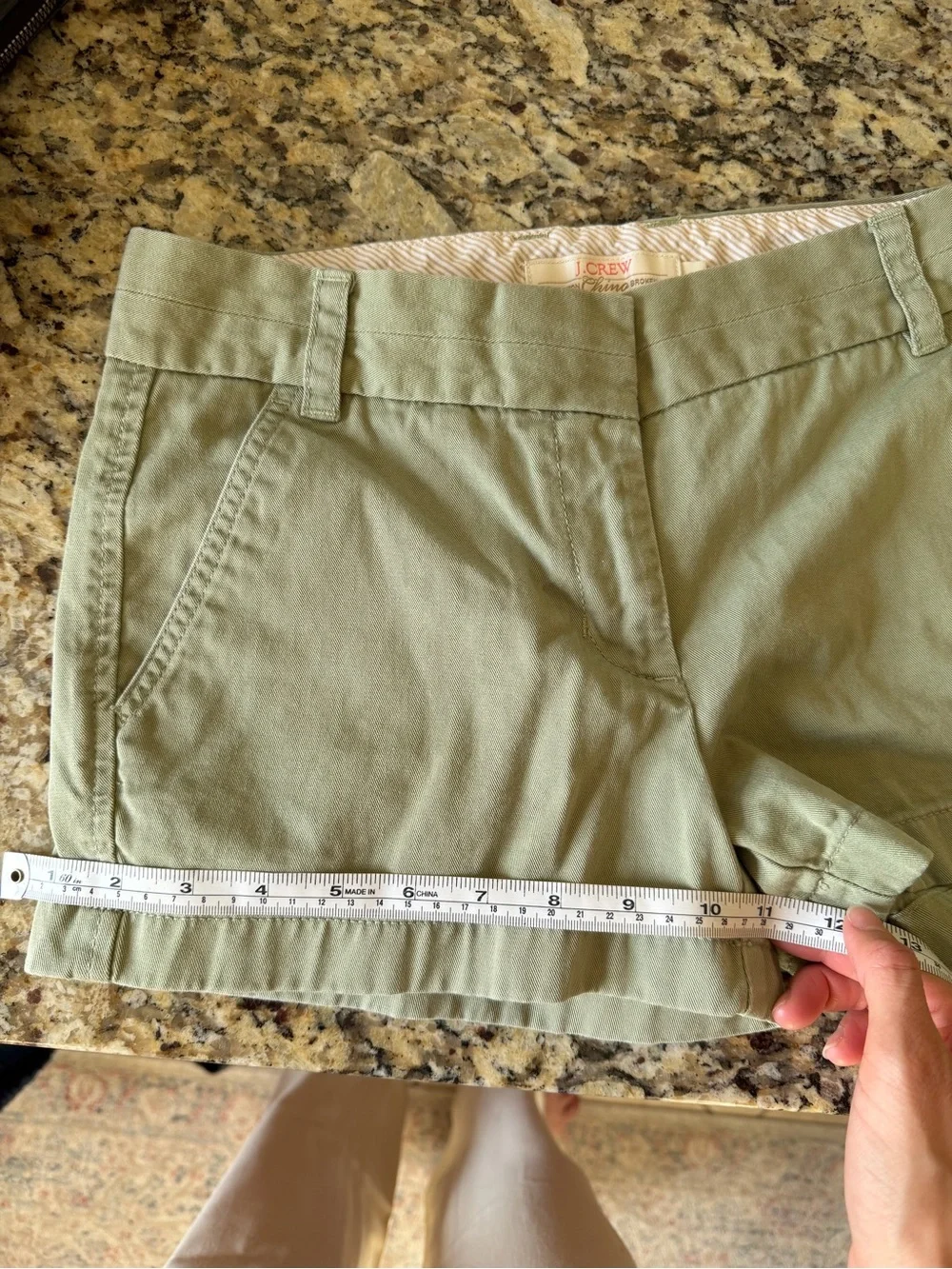 J. Crew Light Olive Cotton Bermuda Shorts